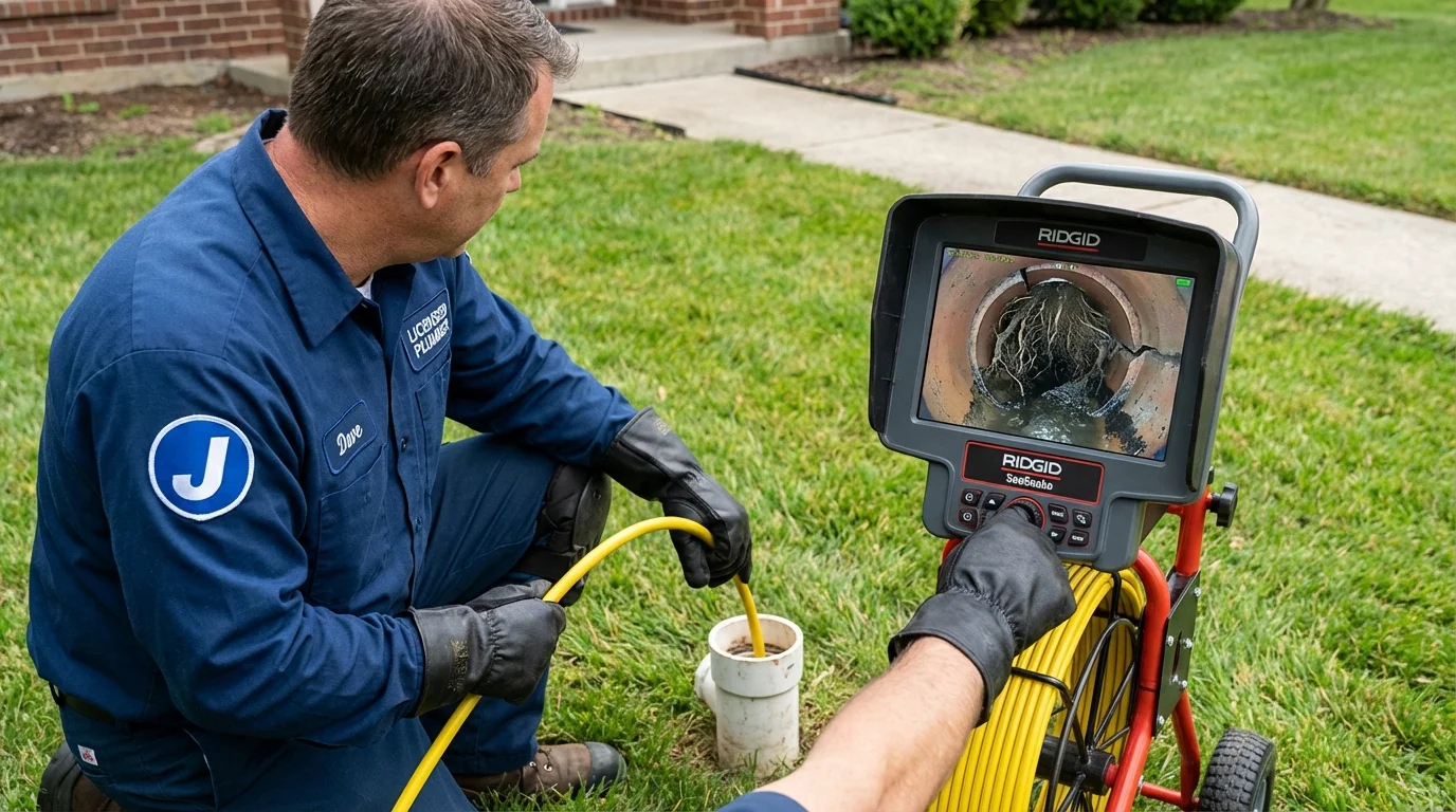 Sewer camera inspection being performed by Johns Plumbing LLC in River Grove